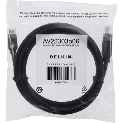 CABLE BELKIN AV22303B06 HDMI A MINI HDMI MACHO A MACHO CABLE BELKIN AV22303B06 HDMI A MINI HDMI MACHO A MACHO