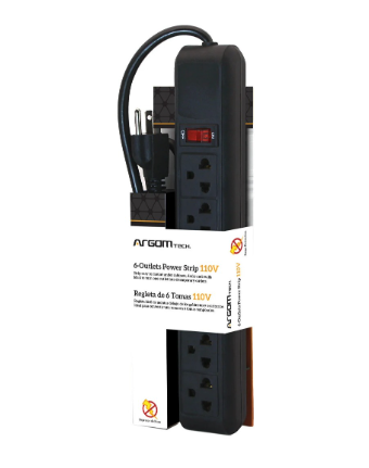 REGLETA ARGOM 6 OUTLET 110V BLACK ARG-AC-0252BK REGLETA ARGOM 6 OUTLET 110V BLACK ARG-AC-0252BK