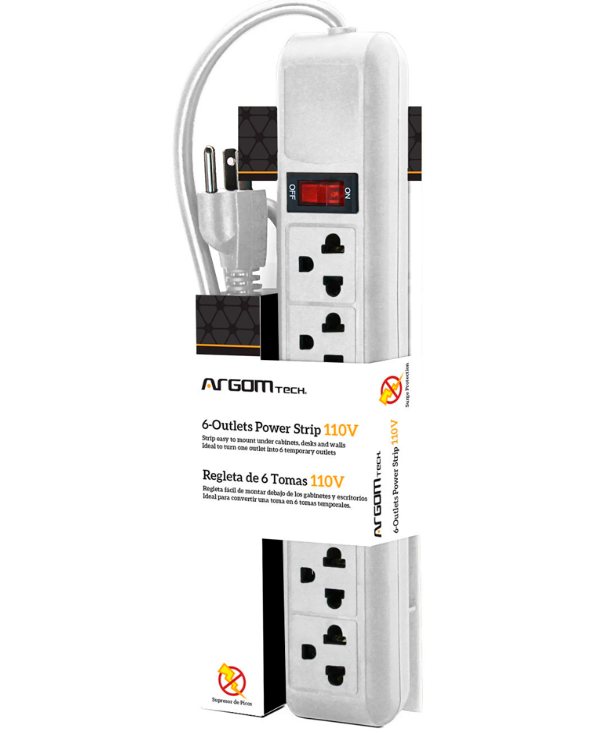 REGLETA ARGOM 6 OUTLET 110V WHITE ARG-AC-0252WT REGLETA ARGOM 6 OUTLET 110V WHITE ARG-AC-0252WT