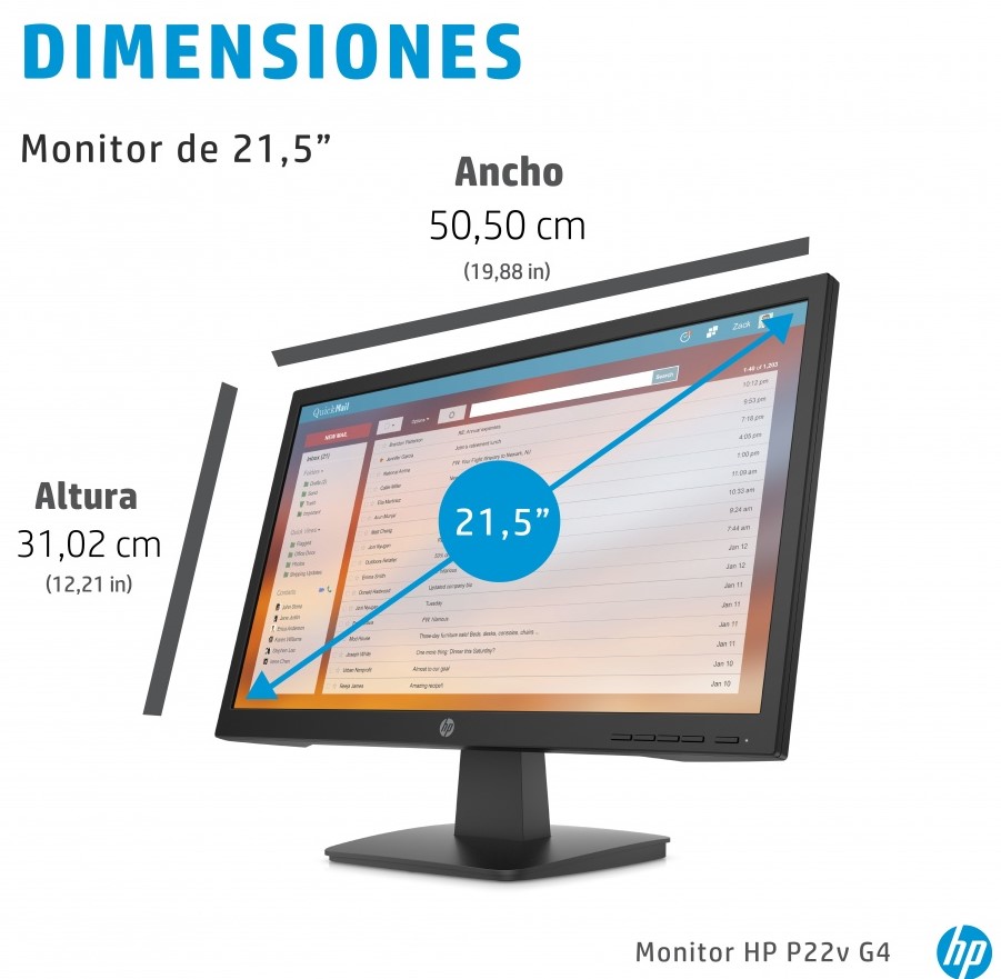 MONITOR HP P22V 21.5” G4 NEGRO 9TT53AA#ABA