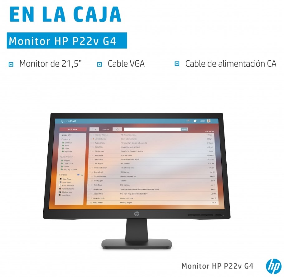 MONITOR HP P22V 21.5” G4 NEGRO 9TT53AA#ABA MONITOR HP P22V 21.5” G4 NEGRO 9TT53AA#ABA
