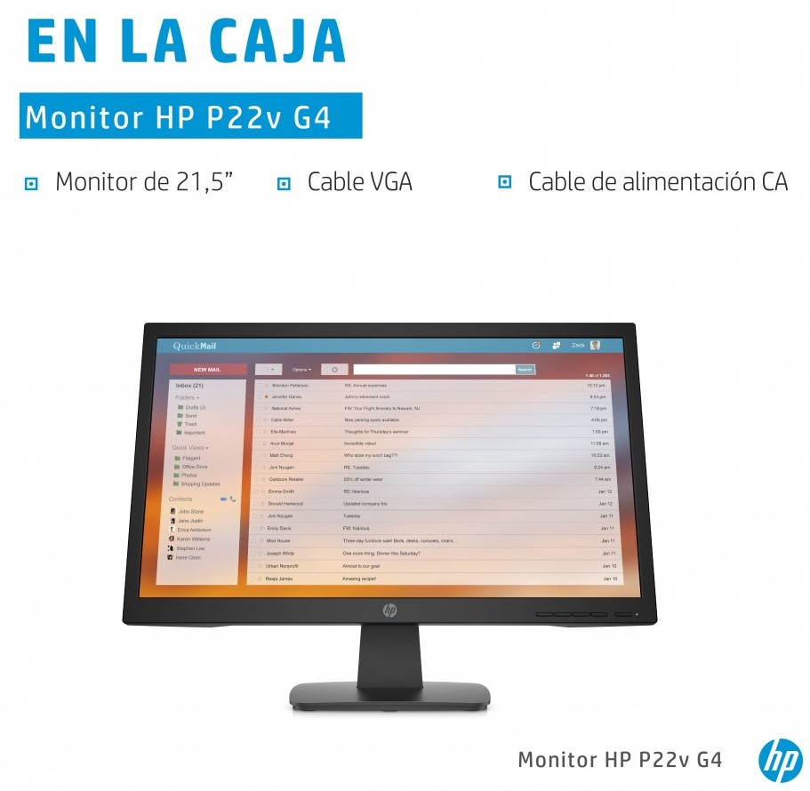 MONITOR HP P22V 21.5” G4 NEGRO 9TT53AA#ABA