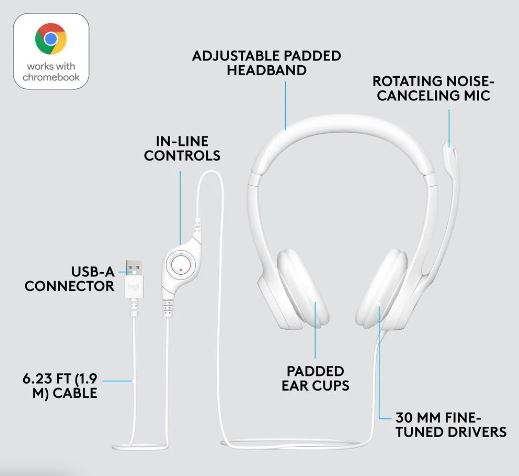 HEADSET LOGITECH H390 WHITE 981-001285